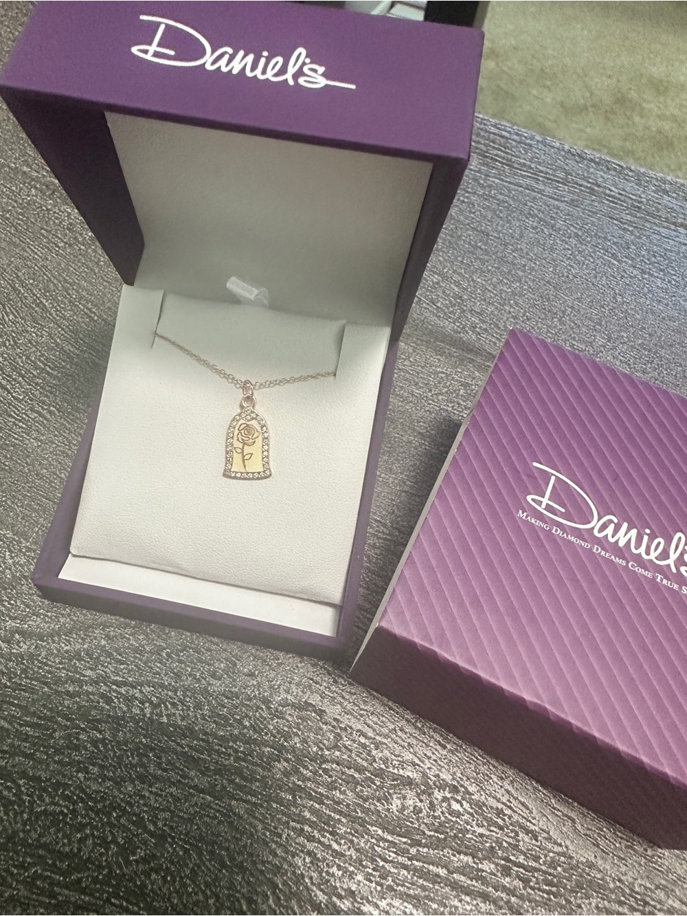 Daniel’s Disney Rose Pendant Necklace From Beauty and the Beast